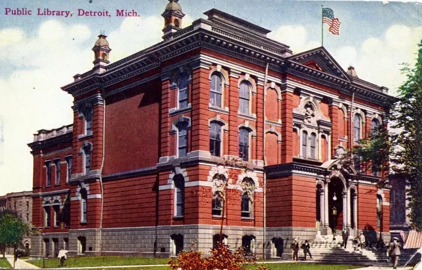 Postcard - Public Library, Detroit, Mich.