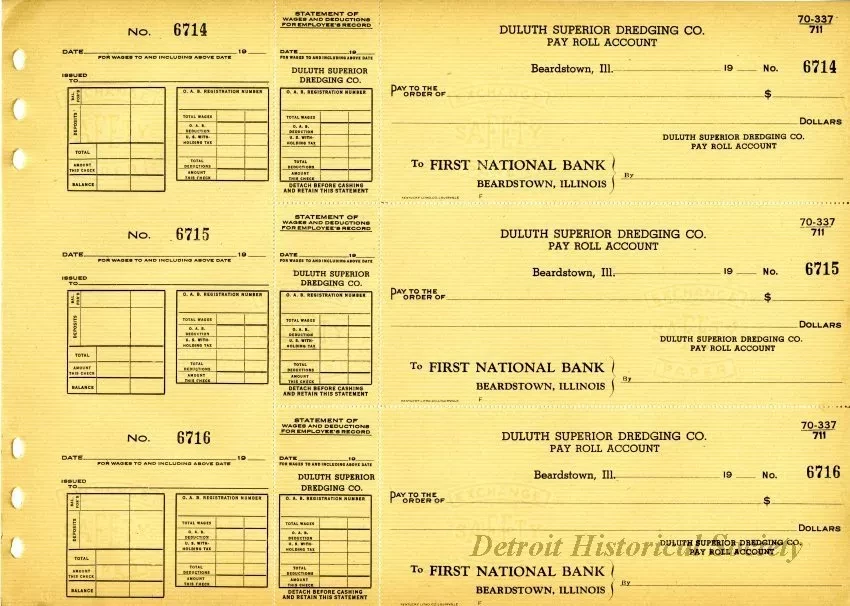 Check, Bank - Duluth Superior Dredging Company