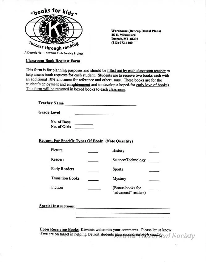 Form, Order - Books for Kids