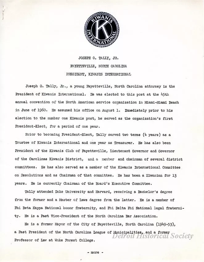 Biography - Joseph O. Tally, Jr.