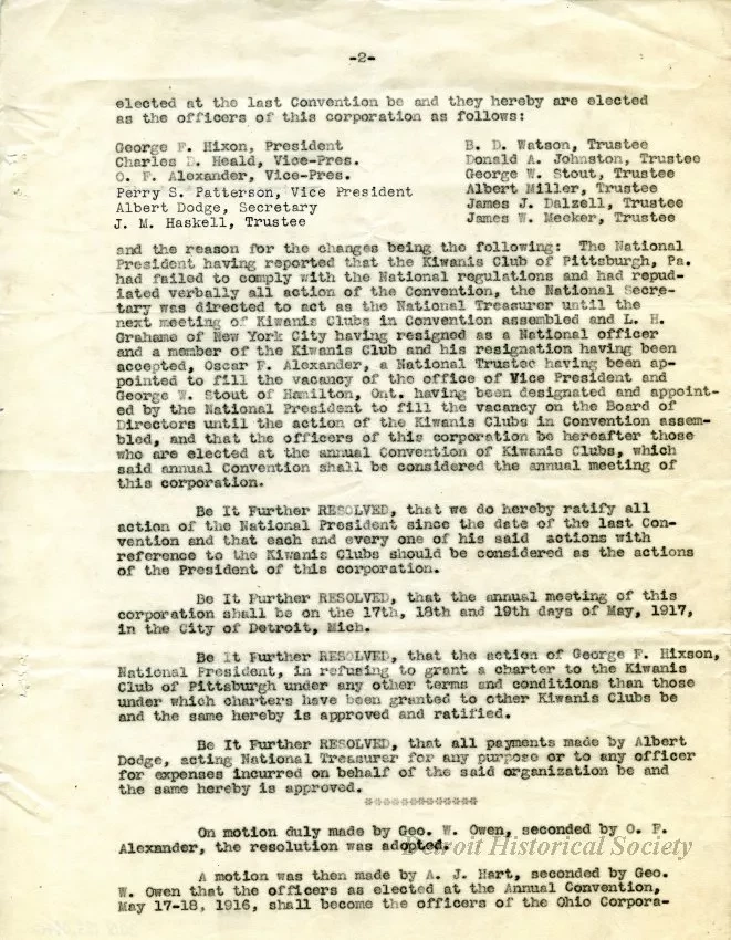 Minutes - Minutes - International Kiwanis Convention
Cleveland, May 1, 1917