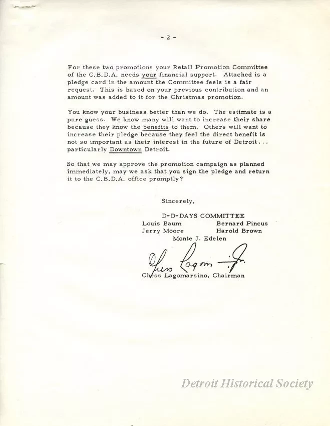 Letter - News Bulletin
Central Business District Association