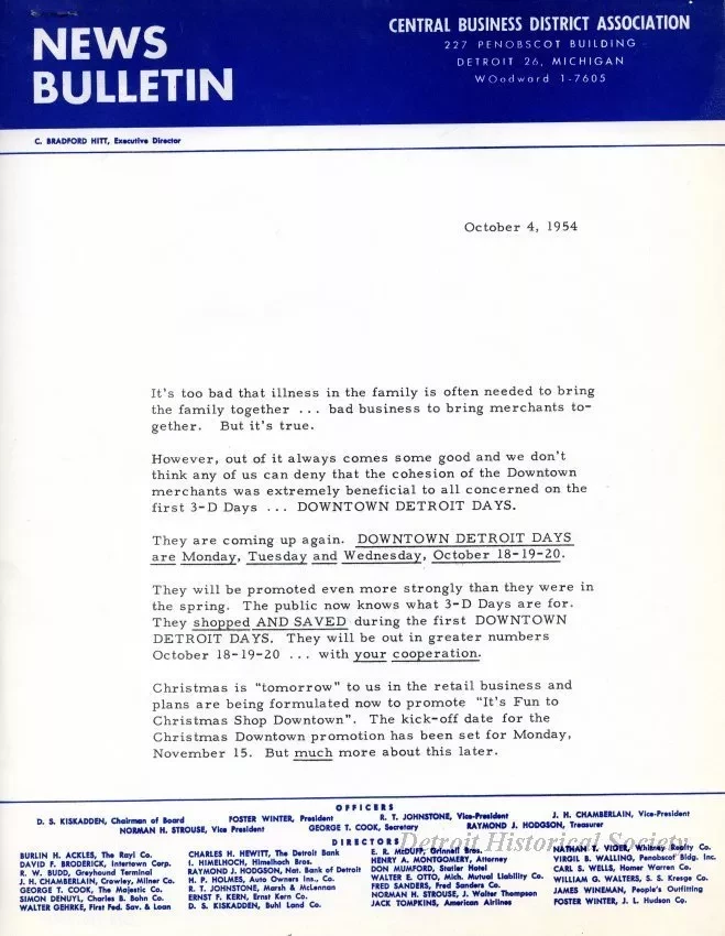 Letter - News Bulletin
Central Business District Association