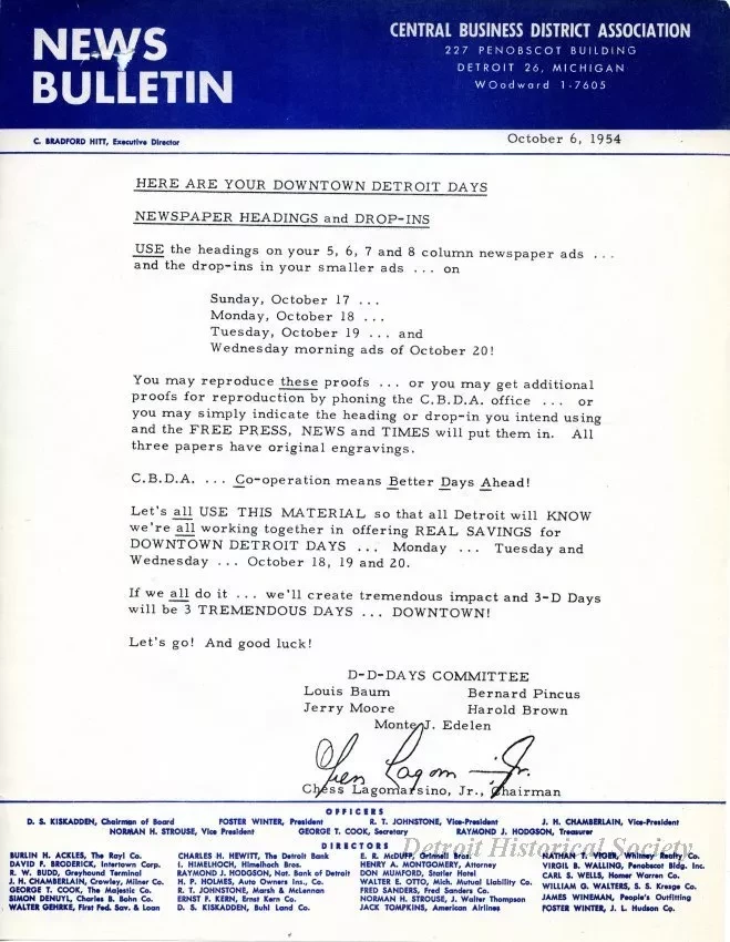 Letter - News Bulletin
Central Business District Association