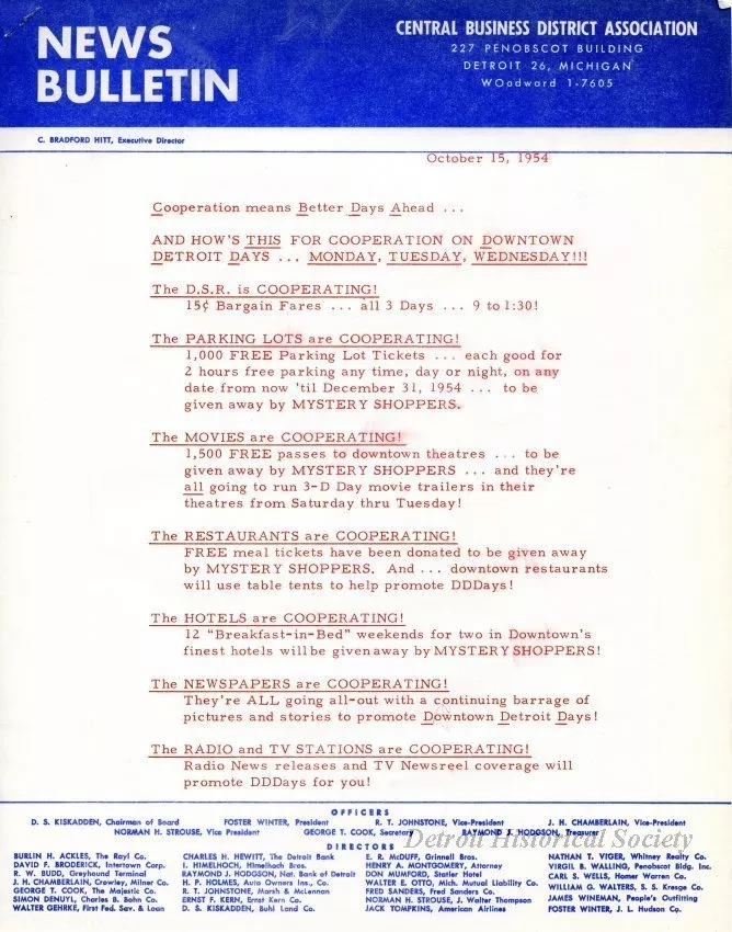 Letter - News Bulletin
Central Business District Association