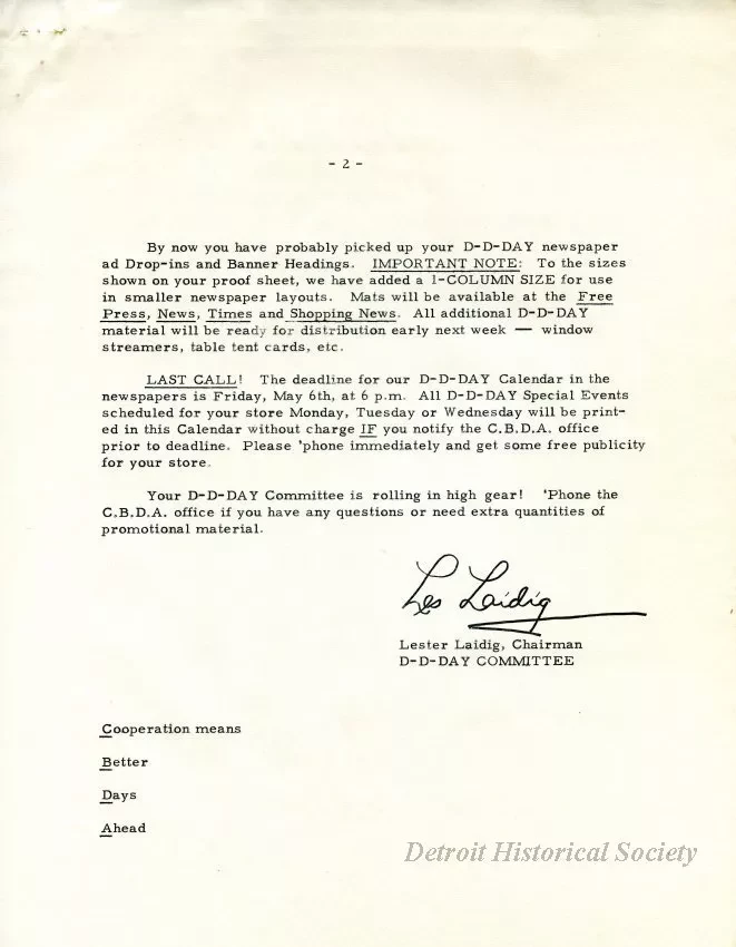 Letter - News Bulletin
Central Business District Association