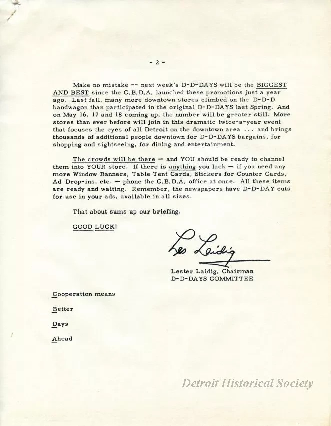 Letter - News Bulletin
Central Business District Association