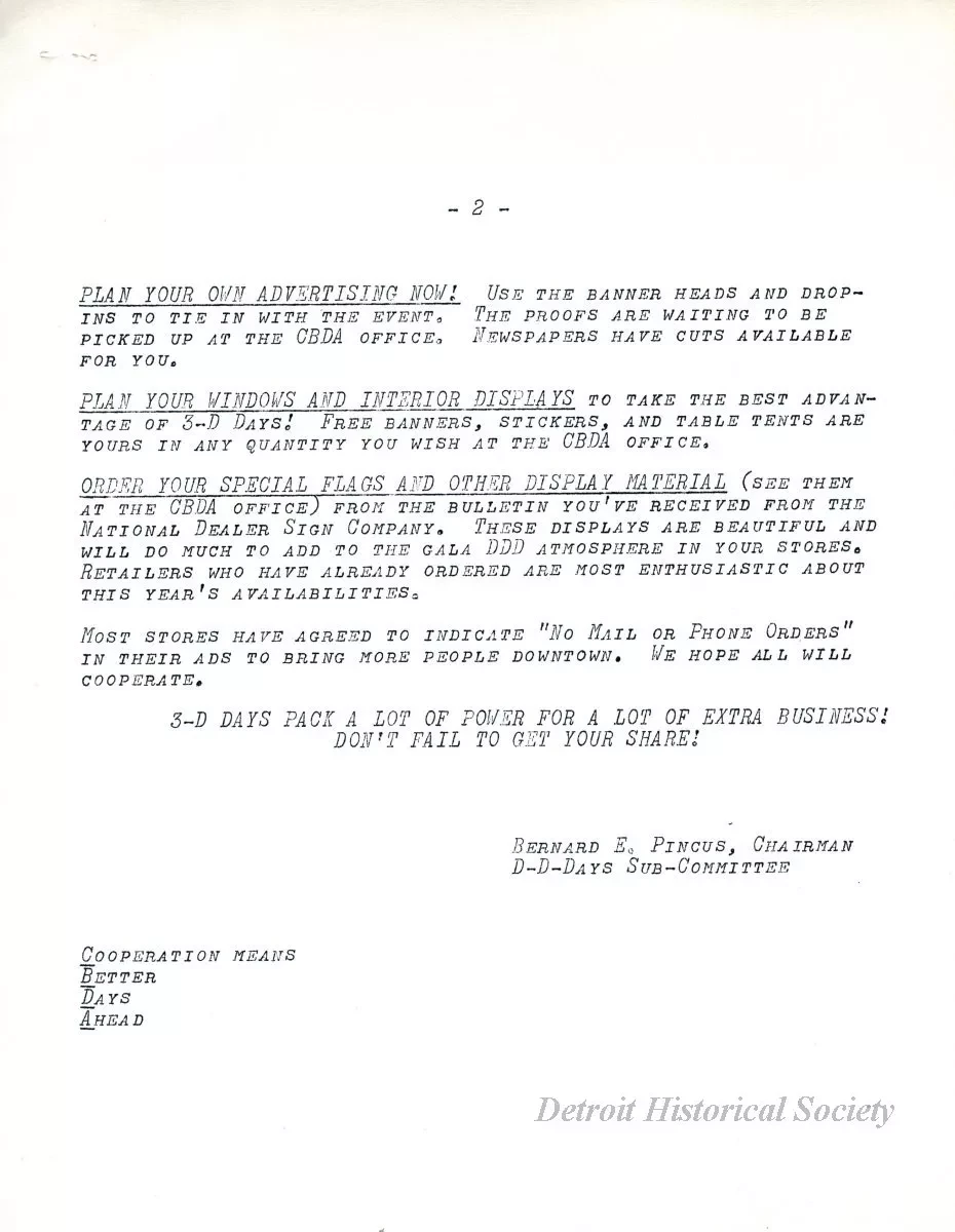 Letter - News Bulletin
Central Business District Association