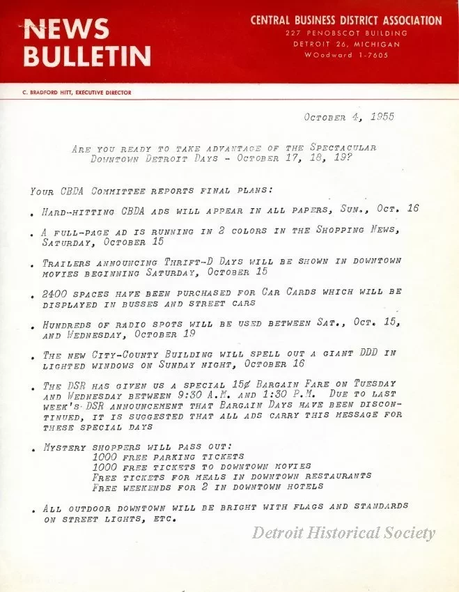 Letter - News Bulletin
Central Business District Association