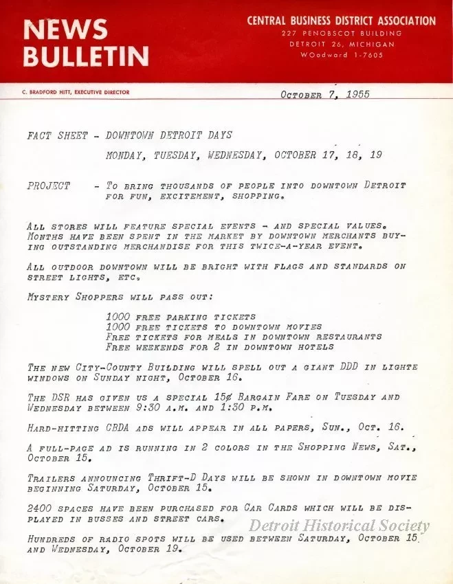 Letter - News Bulletin
Central Business District Association