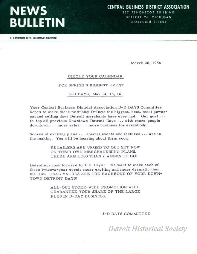 Letter - News Bulletin
Central Business District Association