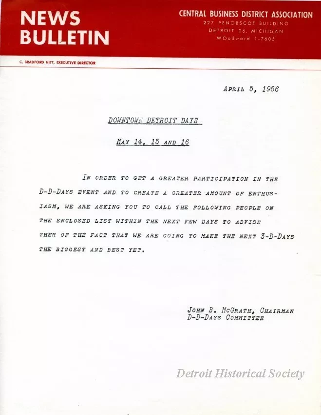 Letter - News Bulletin
Central Business District Association