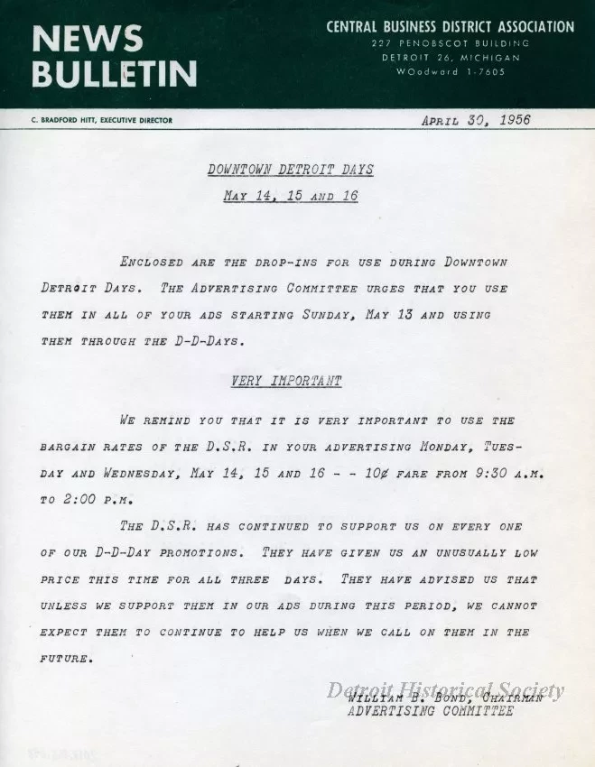 Letter - News Bulletin
Central Business District Association