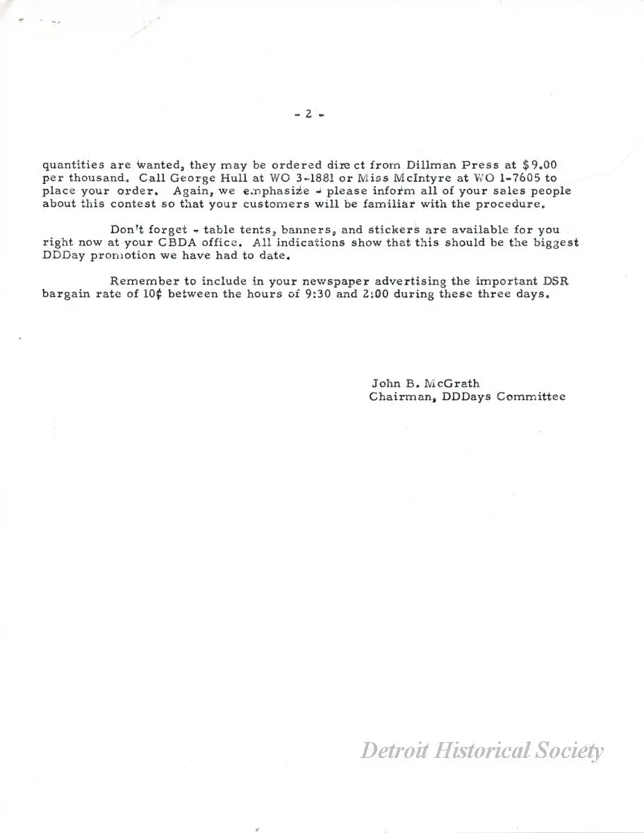 Letter - News Bulletin
Central Business District Association