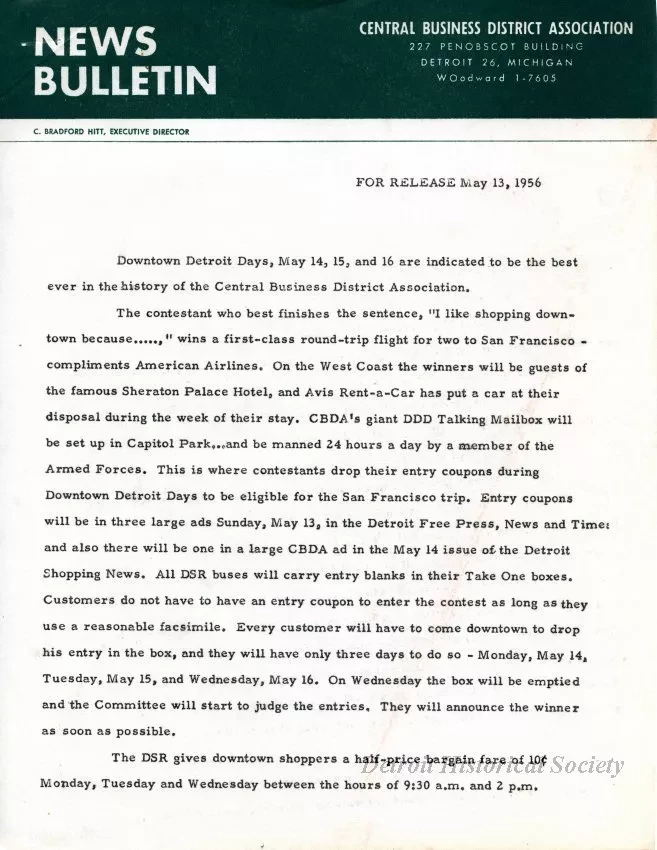 Letter - News Bulletin
Central Business District Association