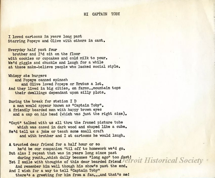 Poem - Hi Captain Toby