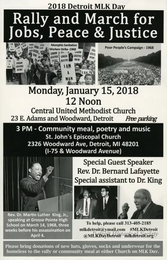 Poster - 2018 Detroit MLK Day
Rally and March for Jobs, Peace & Justice