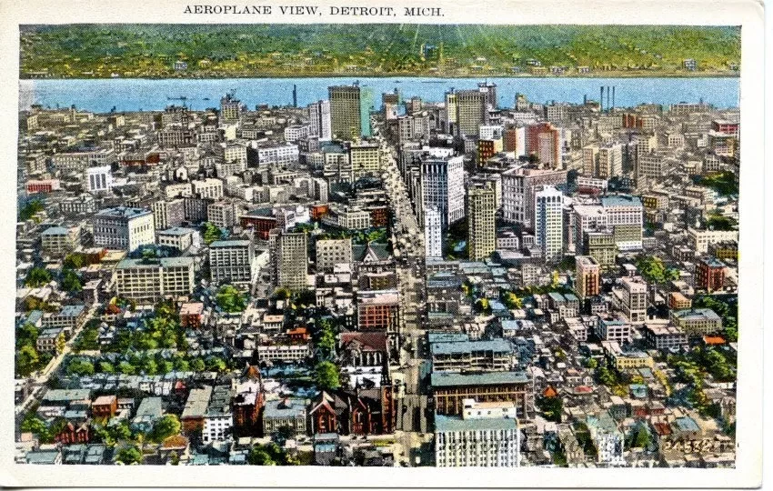 Postcard - Aeroplane View, Detroit Mich.