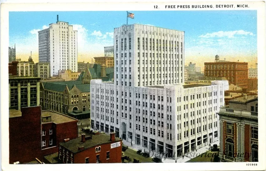 Postcard - Free Press Building, Detroit, Mich.