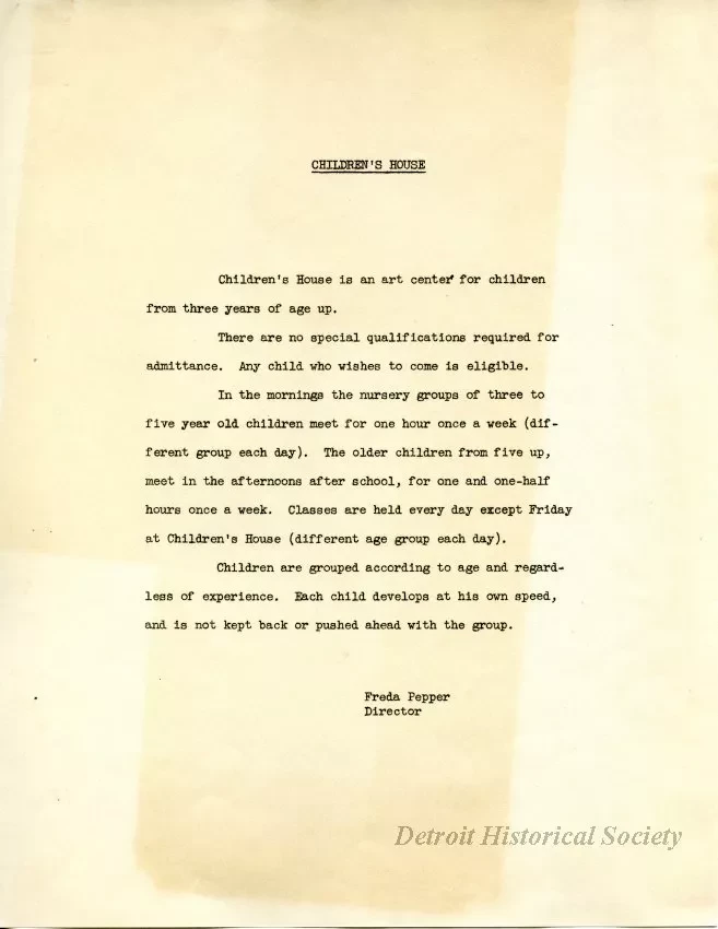 Manuscript - Children's House