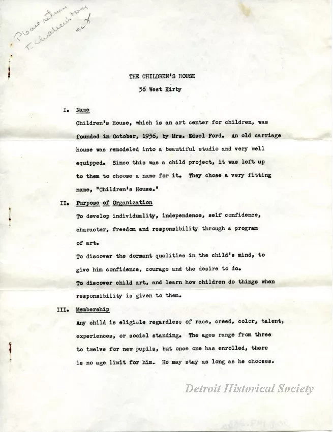 Manuscript - The Children's House