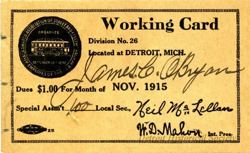 Card, Union - Working Card