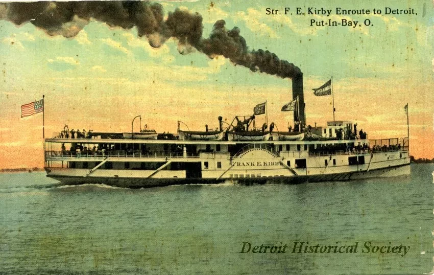 Postcard - Str. F. E. Kirby Enroute to Detroit, Put-In-Bay, O.