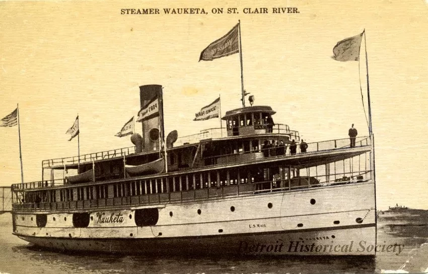 Postcard - Steamer Wauketa, on St. Clair River
