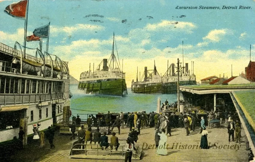 Postcard - Excursion Steamers, Detroit River