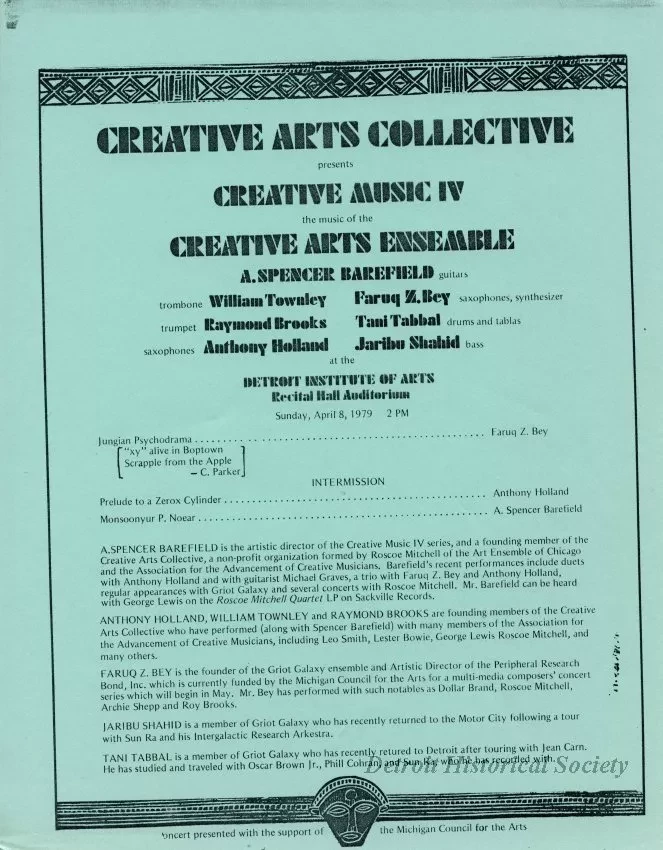 Program - Creative Arts Collective Presents
Creative Music IV