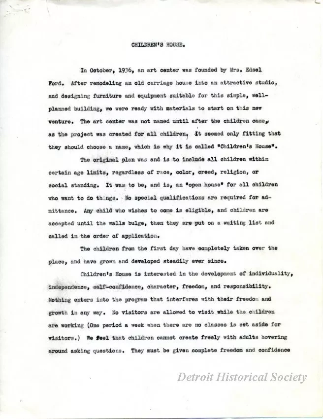 Article - Children's House.