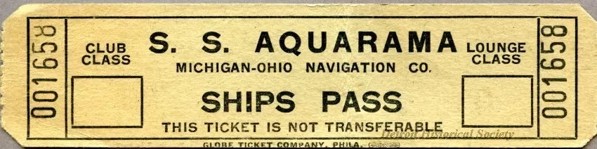 Pass - S.S. Aquarama
Ships Pass
