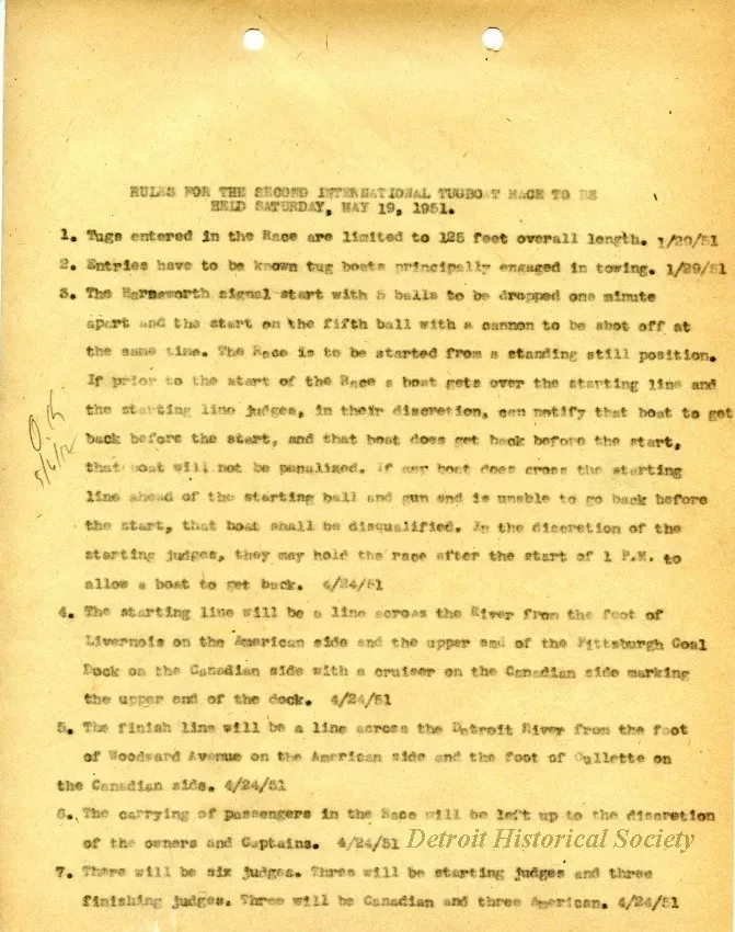 Rules - Rules for the Second International Tugboat Race 
to Be Held Saturday, May 19, 1951
