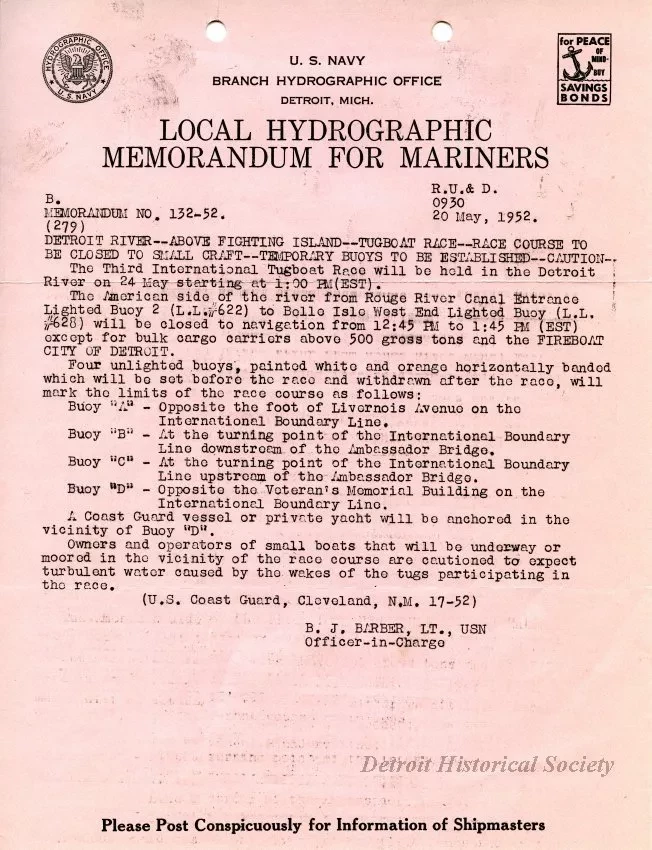 Announcement - Local Hydrographic Memorandum for Mariners