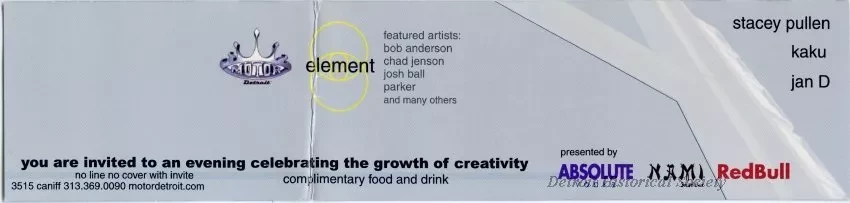 Flier - Element One Year Anniversary Oct > 28 > 00