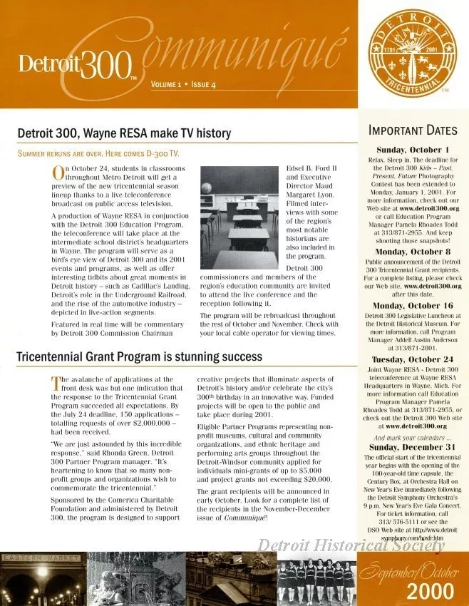 Newsletter - Detroit 300 Communiqué