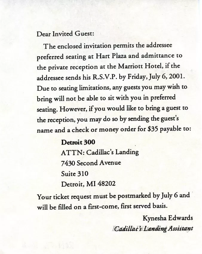 Invitation - Cadillac's Landing