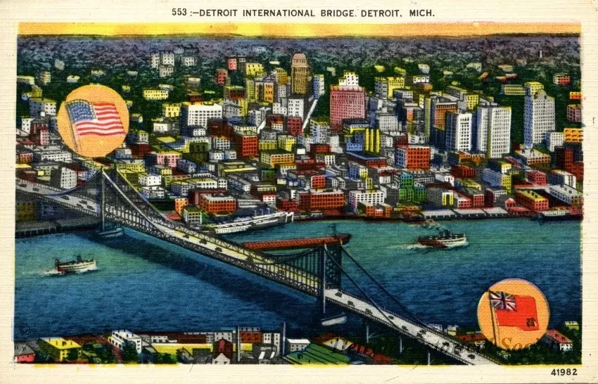 Postcard - 553: -Detroit International Bridge, Detroit, Mich.
