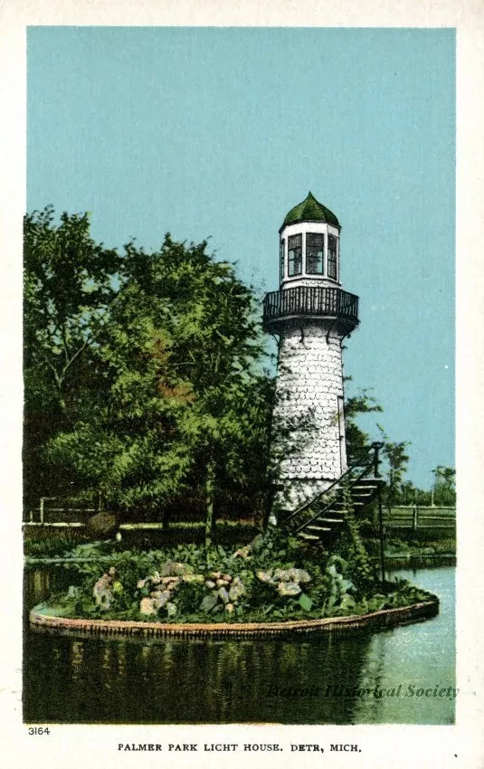 Postcard - Palmer Park Light House, Detr., Mich.