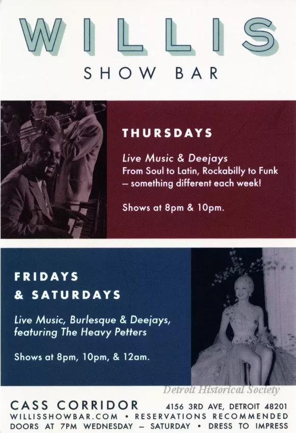 Card, Advertising - Willis Show Bar