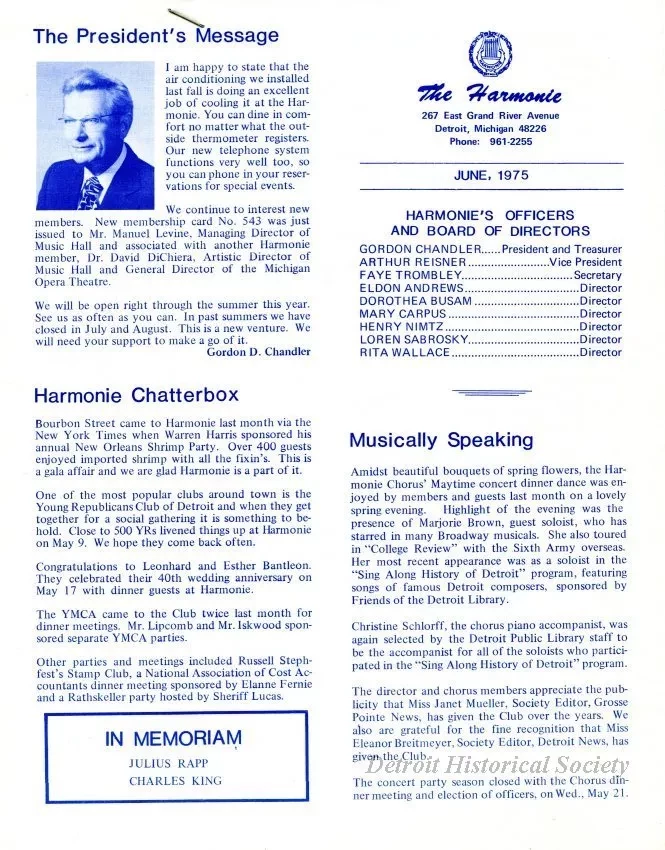 Newsletter - The Harmonie Notes