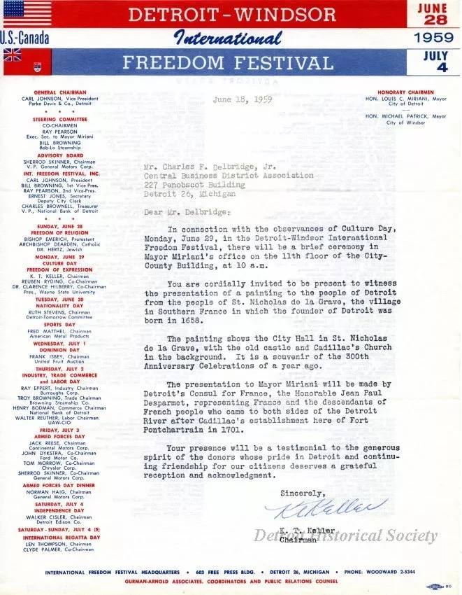 Letter - Detroit-Windsor International Freedom Festival