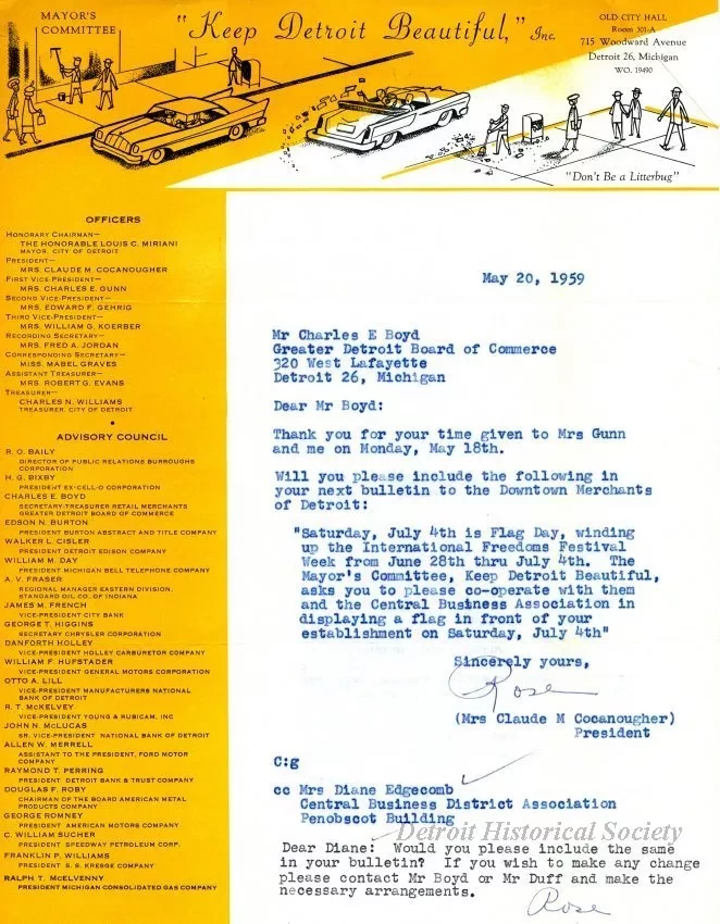 Letter - Keep Detroit Beautiful, Inc.