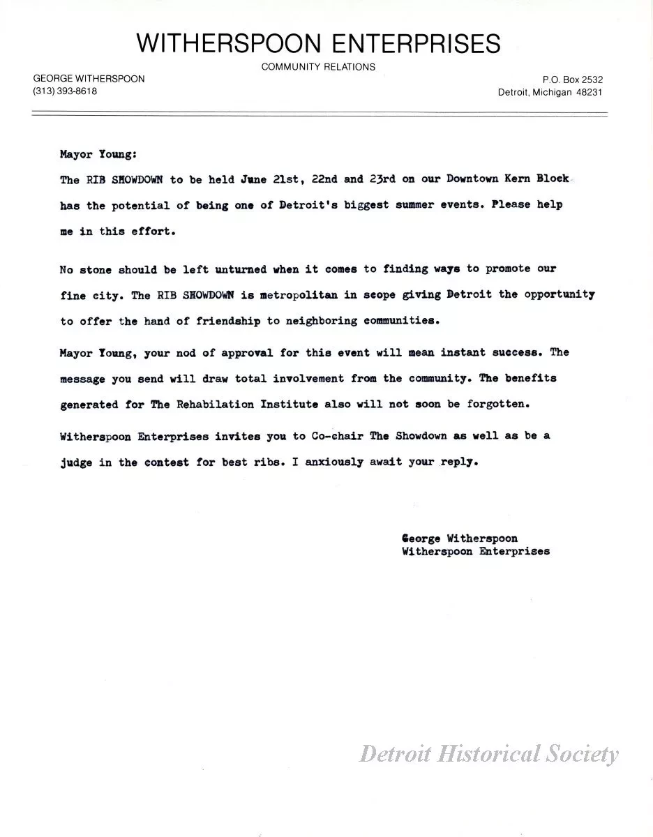 Letter - Witherspoon Enterprises