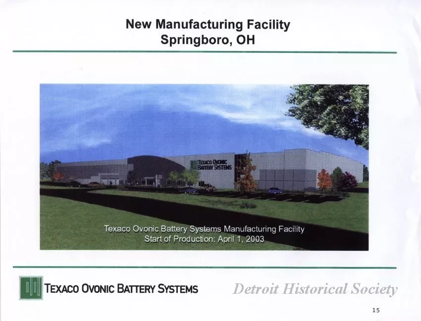 Drawing, Architectural - New Manufacturing Facility 
Springboro, OH
