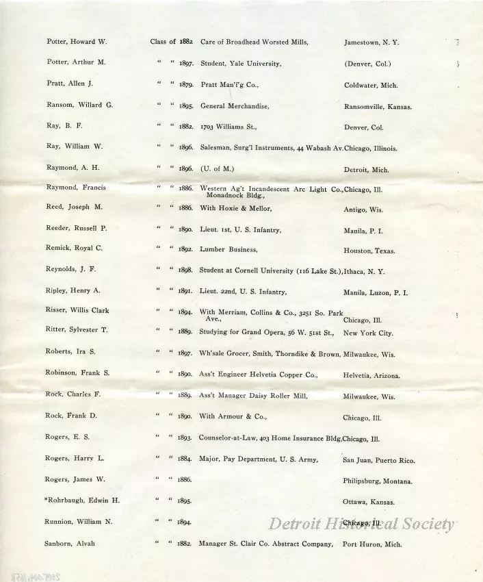 Letter - Headquarters, Michigan Military Academy
