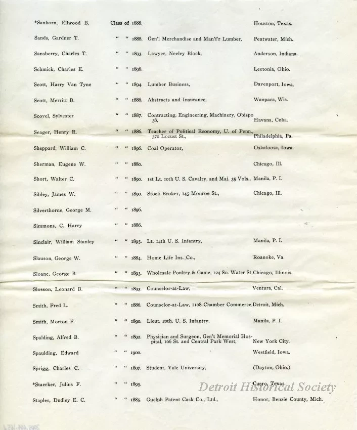 Letter - Headquarters, Michigan Military Academy