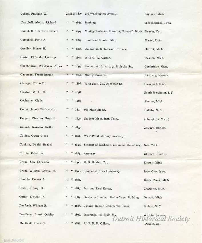 Letter - Headquarters, Michigan Military Academy