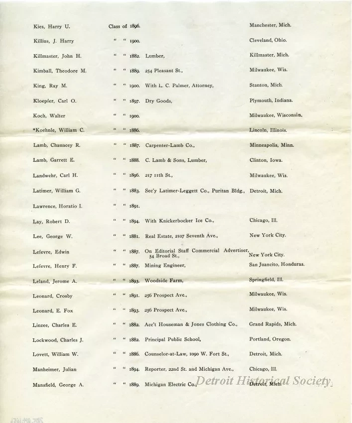 Letter - Headquarters, Michigan Military Academy