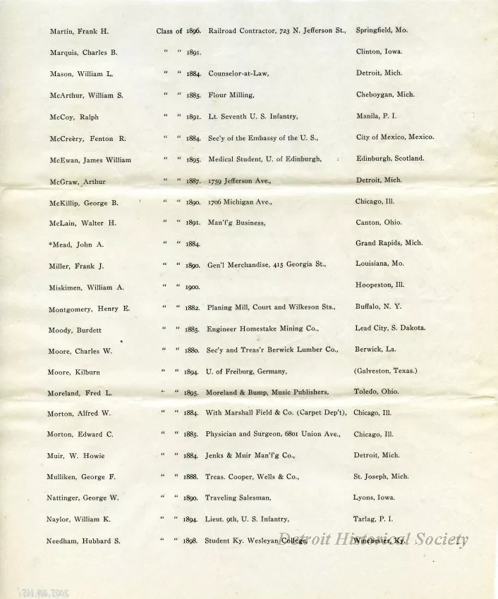 Letter - Headquarters, Michigan Military Academy